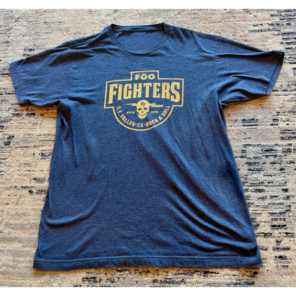 Foo Fighters T-Shirt Men's Large Blue Rock Band Graphic Tee S.F. Valley CA
